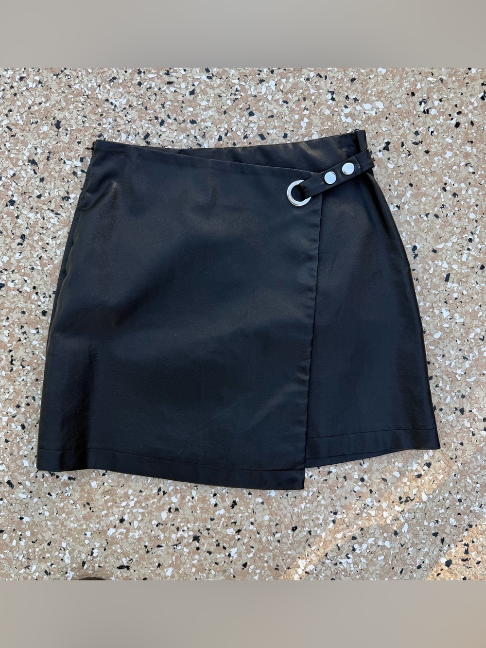 Francesca's Leather Black Asymmetrical Mini Skirt | small